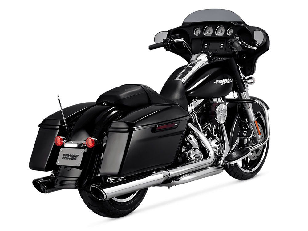 4in. Twin Slash Round Slip-On Mufflers – Chrome. Fits Touring 1995-2016 & Trike 2017-2020