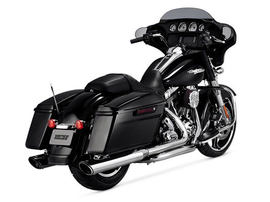 4in. Twin Slash Round Slip-On Mufflers – Chrome. Fits Touring 1995-2016 & Trike 2017-2020