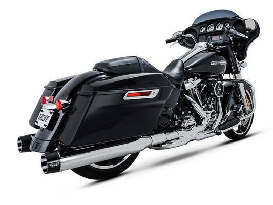 4.5in. Blackbird 450 Slip-On Mufflers – Chrome with Black End Caps. Fits Touring 2017up