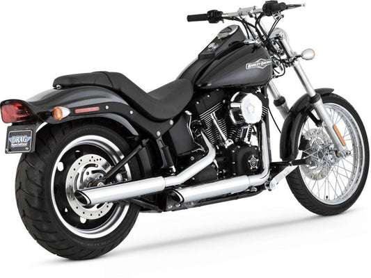 3in. Twin Slash Slip-On Mufflers – Chrome. Fits Softail FXST 2007-2017, Heritage Softail Classic 2007-2017, Breakout 2013-2017 & Rocker 2008-2011.
