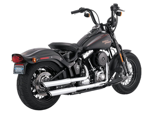 3in. Twin Slash Slip-On Mufflers – Chrome. Fits Softail Deluxe 2007-2017, Blackline 2012-2013, Softail Slim 2013-2017, Cross Bones 2008-2011 & Fat Boy S 2016-2017.