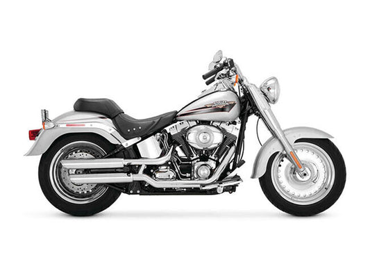 3in. Twin Slash Slip-On Mufflers – Chrome. Fits Softail Deuce 2007 & Fat Boy 2007-2017