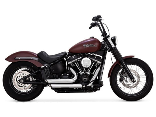 Shortshots Staggered Exhaust – Chrome. Fits Softail 2018-2024 Non-240 Tyre Models