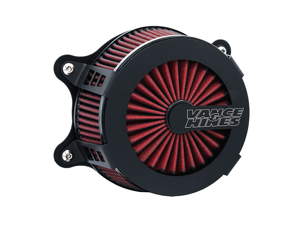 VO2 Cage Fighter Air Cleaner Kit – Black. Fits Softail 2000-2015, Dyna 1999-2017, Touring 1999-2007 with CV Carb or Cable Operated Delphi EFI