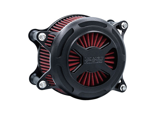 VO2 X Air Cleaner Kit – Wrinkle Black. Fits Softail 2000-2015, Dyna 1999-2017, Touring 1999-2007 with CV Carb or Cable Operated Delphi EFI