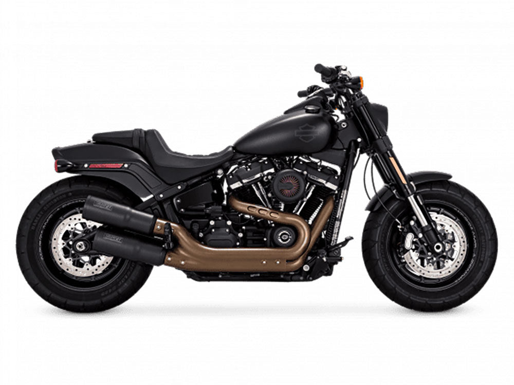 Hi-Output Slip-On Mufflers – Black. Fits Fat Bob 2018-2024