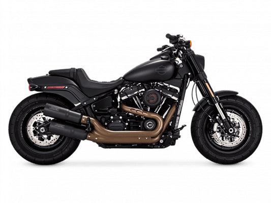Hi-Output Slip-On Mufflers – Black. Fits Fat Bob 2018-2024