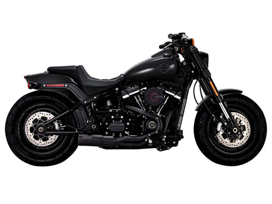 Hi-Output 2-into-1 Exhaust – Black. Fits Softail 2018-2024 Non-240 Tyre Models