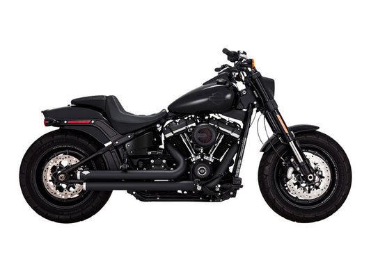 Big Shots Staggered Exhaust – Black. Fits Softail 2018-2024 Non-240 Tyre Models
