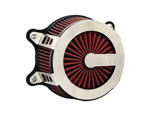 VO2 Cage Fighter Air Cleaner Kit – Brushed Stainless Steel. Fits Softail 2000-2015, Dyna 1999-2017, Touring 1999-2007 with CV Carb or Cable Operated Delphi EFI