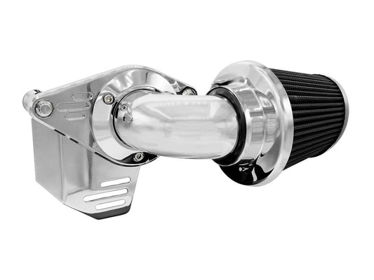 90deg VO2 Falcon Air Cleaner Kit – Chrome. Fits Softail 2000-2015, Dyna 1999-2017, Touring 1999-2007 with CV Carb or Cable Operated Delphi EFI