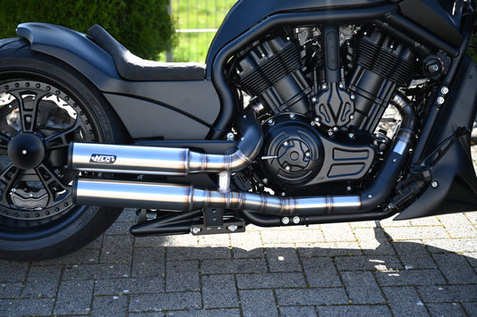 Exhaust System V-Rod "Low Exit" Stainless Steel Outline