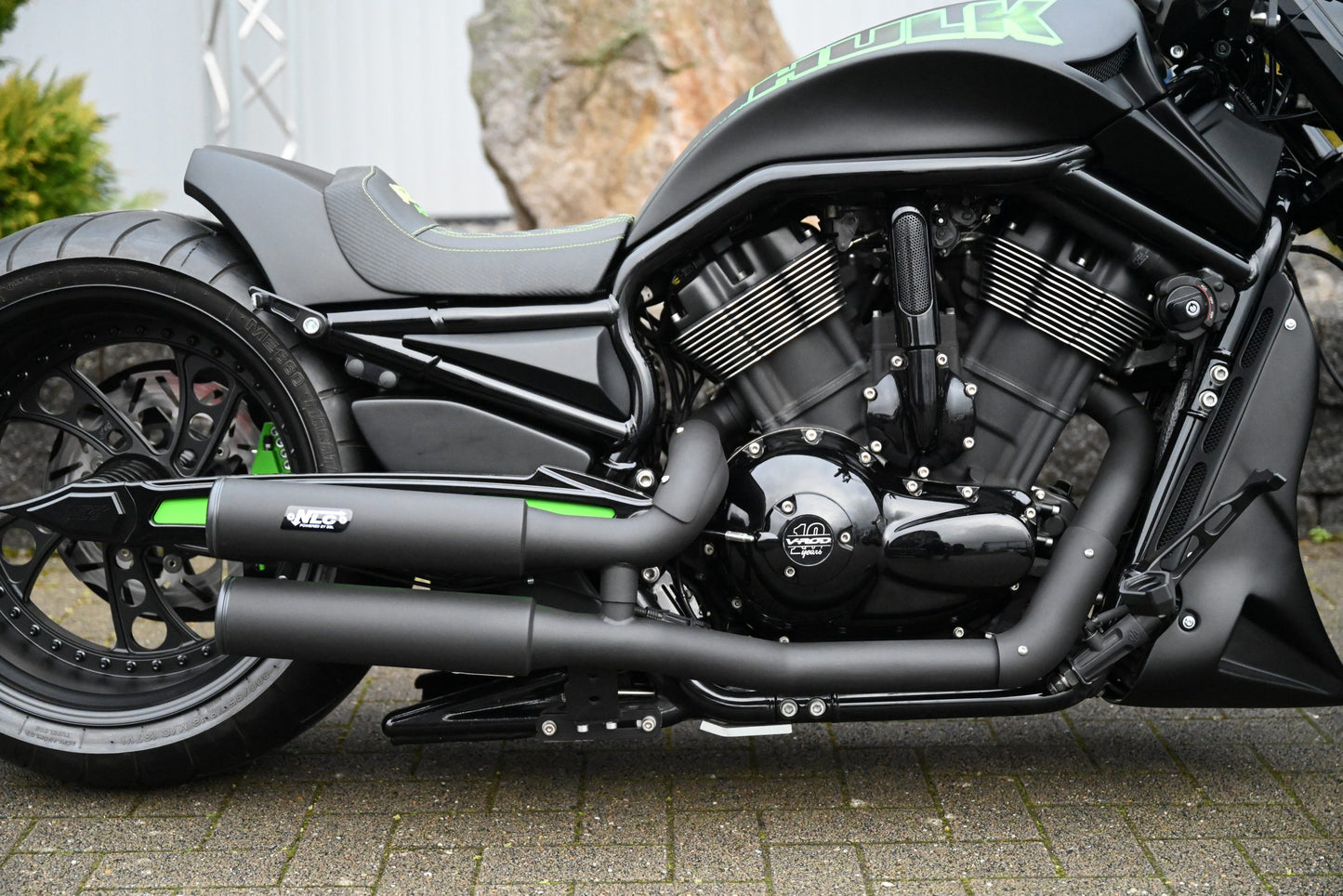 Exhaust System V-Rod "Low Exit" Stainless Steel Black Matt