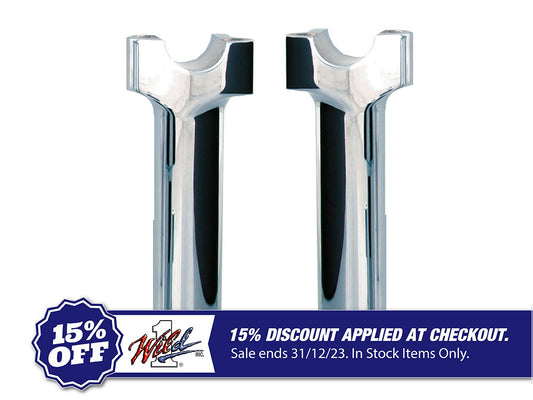 6in. Tall Risers with 1-1/4in. Thick Base – Chrome. Fits 1in. Handlebar.