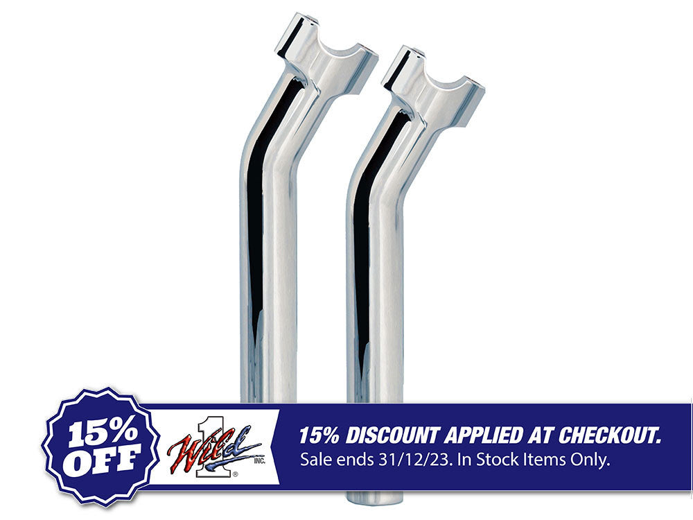 9-1/2in. Pullback Risers with 1-1/4in. Thick Base – Chrome. Fits 1in. Handlebar.