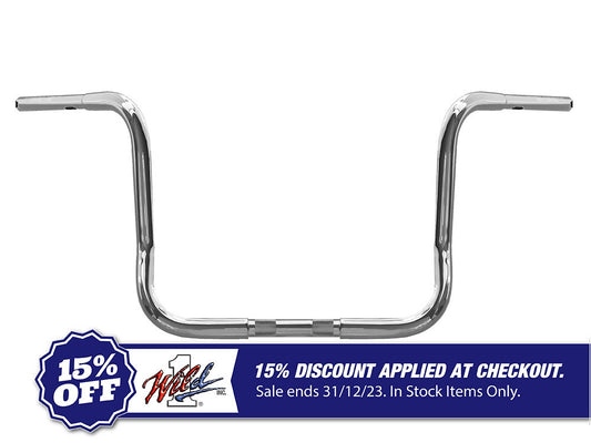 12-1/2in. x 1-1/4in. Chubby Bagger Ape Handlebar – Chrome. Fits Ultra and Street Glide Models 1996up