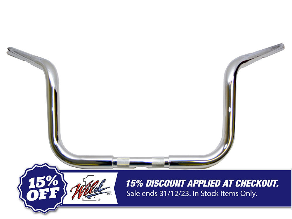 8-1/2in. x 1-1/4in. Chubby Bagger Low Pull Back Handlebar – Chrome. Fits Ultra and Street Glide Models 1996up