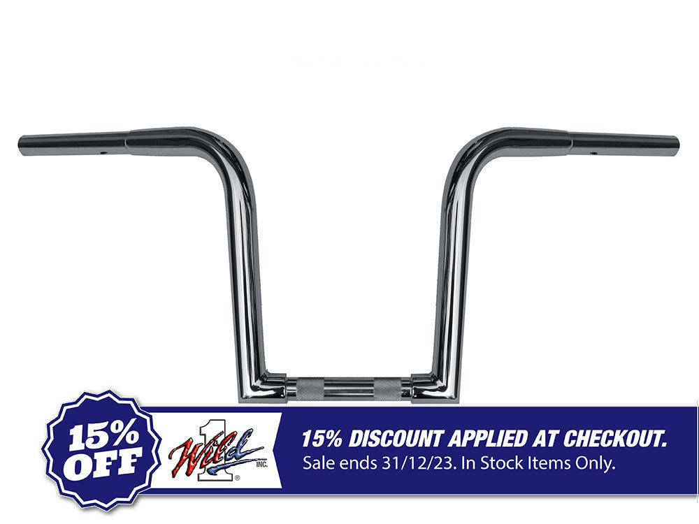 10in. x 1-1/4in. Chubby OutlawZ Ape Hanger Handlebar with Narrow Bottom – Chrome.