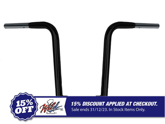 14in. x 1-1/4in. Chubby OutlawZ Ape Hanger Handlebar with Narrow Bottom – Gloss Black.