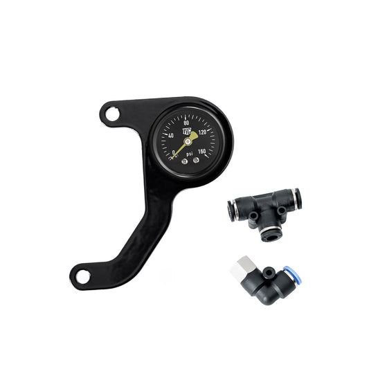 V-Rod Rocker Box Mounted BLACK Air Ride Pressure Gauge Kit