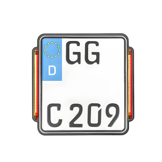 Black License Plate Frame With Turn Signals & Brake Light Pockets